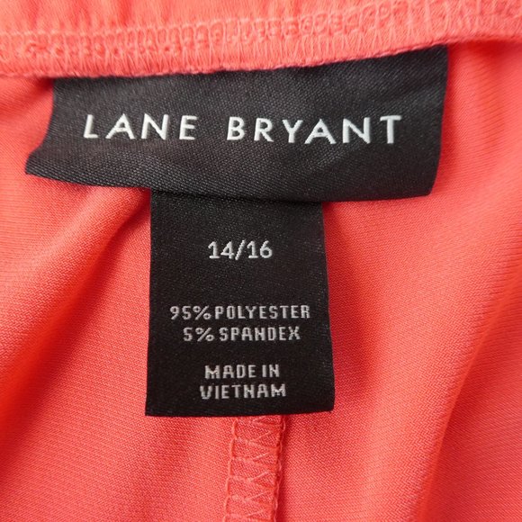 Lane Bryant Wide Leg Pants Gaucho Palazzo Spandex Knit Salmon Pockets Pull On XL - Picture 4 of 5